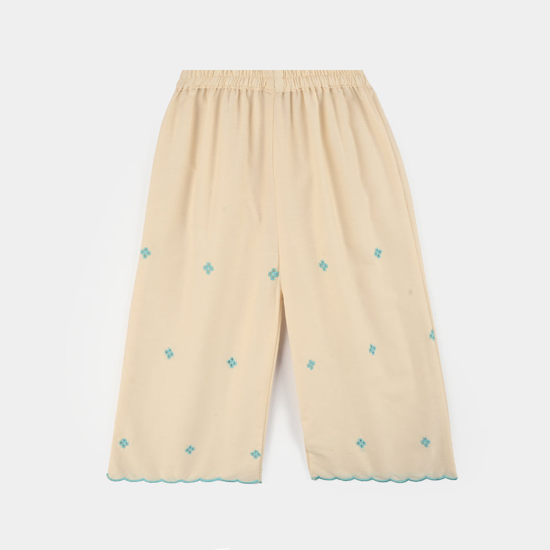 Girls Cotton Emb 2Pcs Mini Diva-Off.White