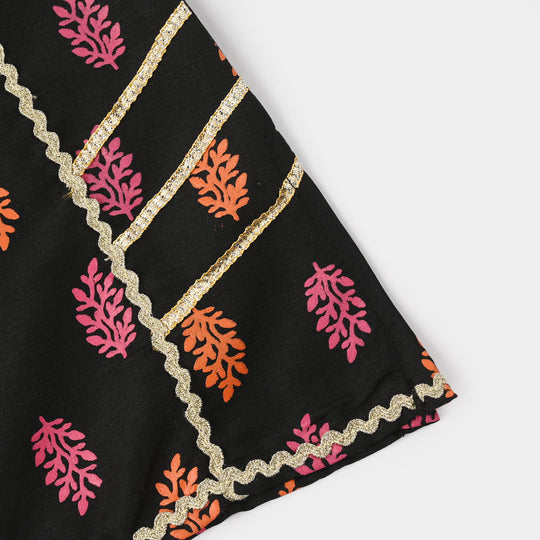 Infant Girls Raw Silk 2Pcs - Black