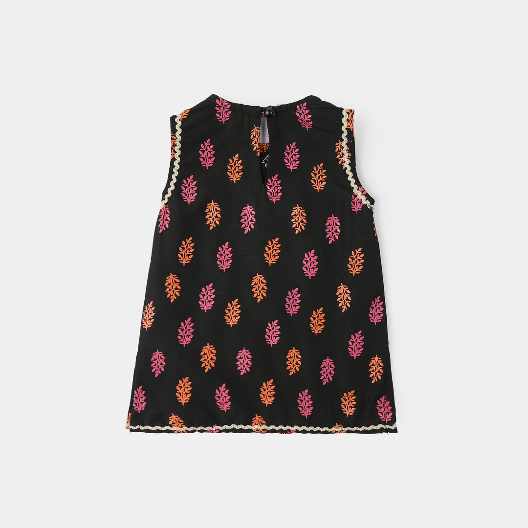 Infant Girls Raw Silk 2Pcs - Black