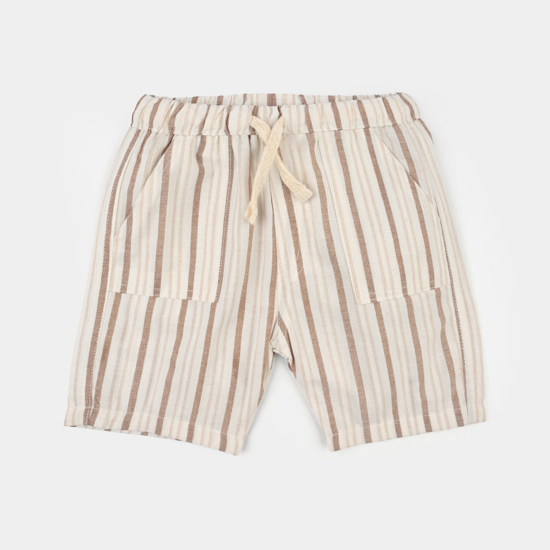 Infant Boys Cotton Woven Suit (Dessert) - Brown/Stripe