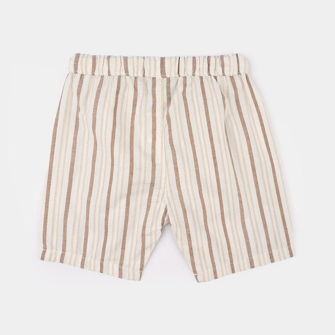 Infant Boys Cotton Woven Suit (Dessert) - Brown/Stripe