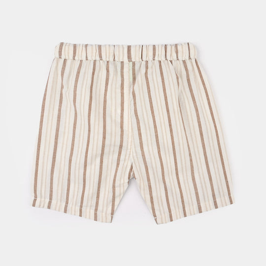Infant Boys Cotton Woven Suit (Dessert) - Brown/Stripe
