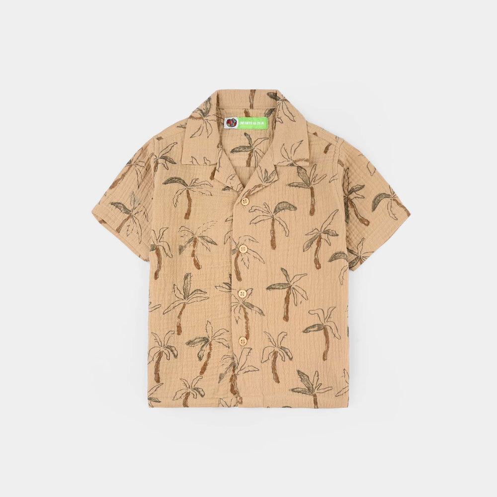 Infant Boys Gauze Woven Suit (Mini Jungle) - Brown/Green