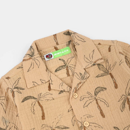 Infant Boys Gauze Woven Suit (Mini Jungle) - Brown/Green