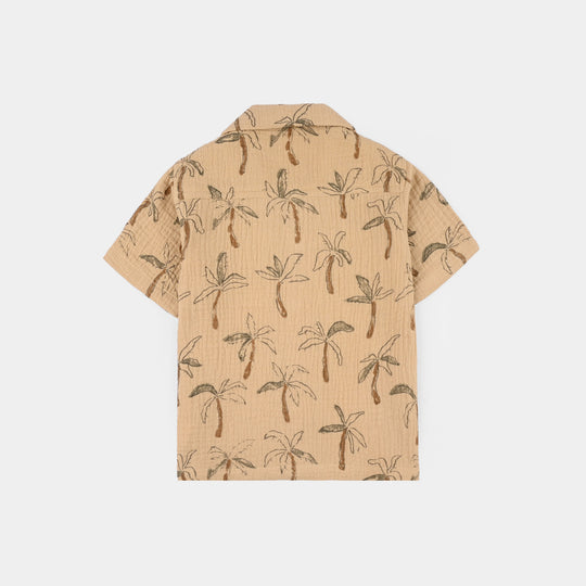 Infant Boys Gauze Woven Suit (Mini Jungle) - Brown/Green