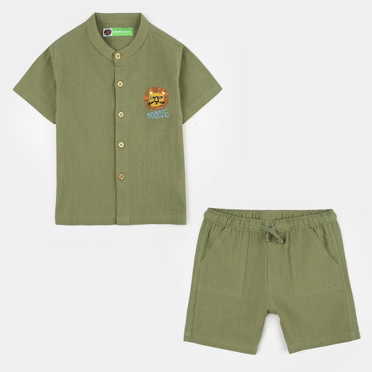 Infant Boys Cotton Woven Suit (Brave Move) - Green