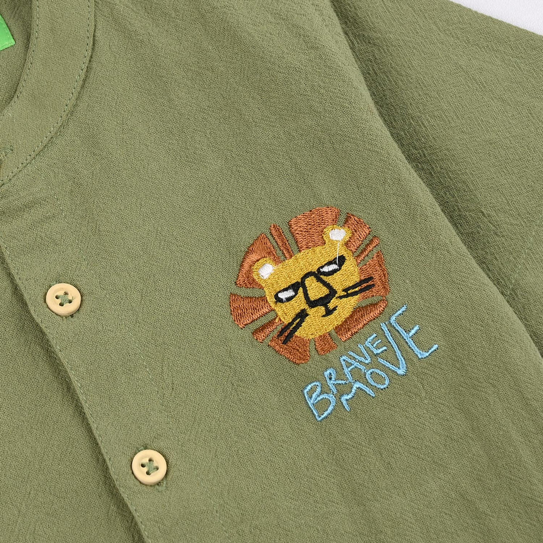 Infant Boys Cotton Woven Suit (Brave Move) - Green