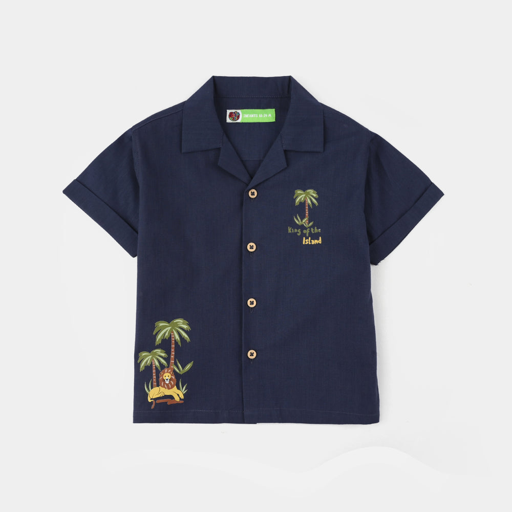 Infant Boys Cotton Slub Woven Suit (Island) - Navy
