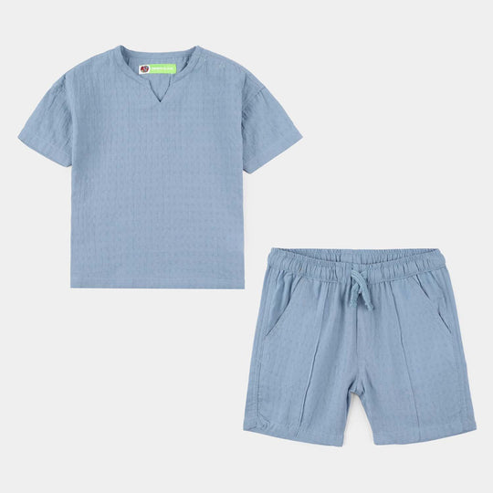 Infant Boys Jacquard Woven Suit-Blue