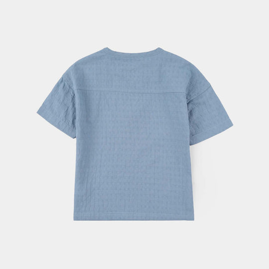 Infant Boys Jacquard Woven Suit-Blue