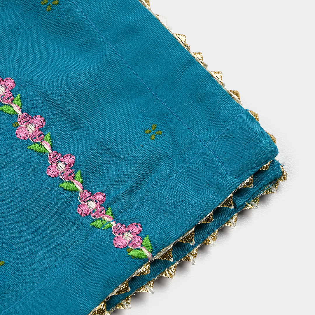 Infant Girls Jacquard Embroidered Suit 2 Piece (Dream Rani) - Teal Blue