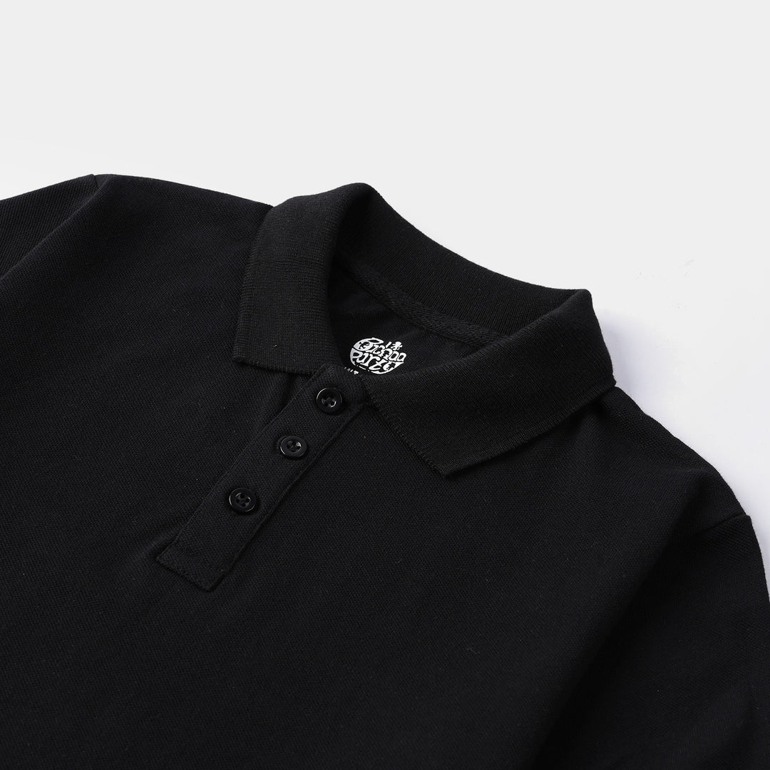Boys Cotton PK Polo Basic - Black