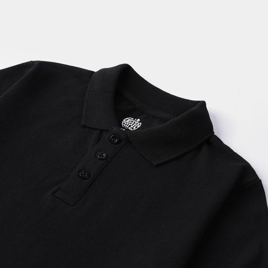 Boys Cotton PK Polo Basic - Black