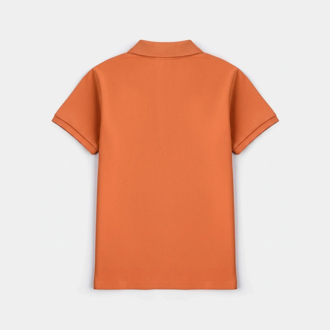 Boys Cotton PK Polo Basketball - Rust