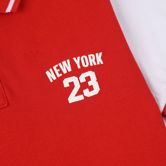 Boys Cotton PK Polo New York - Red/White