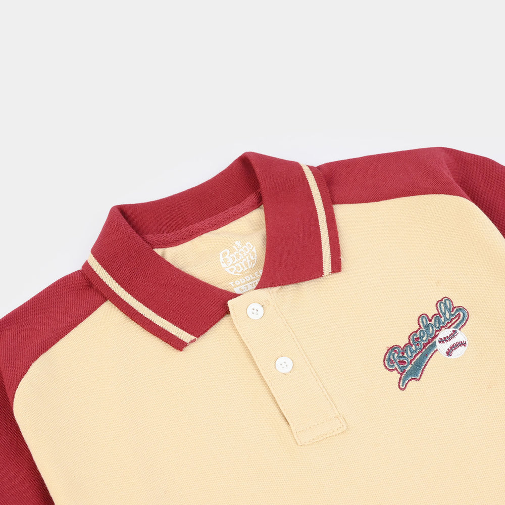 Teens Boys Cotton PK Polo (Baseball) - Warm Sand