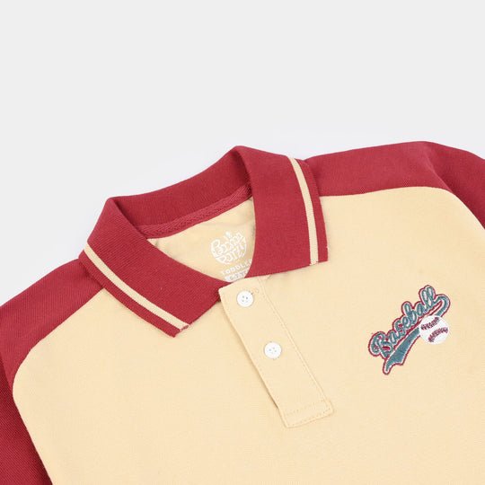 Teens Boys Cotton PK Polo (Baseball) - Warm Sand