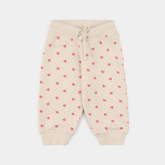 Infant Girls Jersey/Terry Pajama (Hearts) - Off White