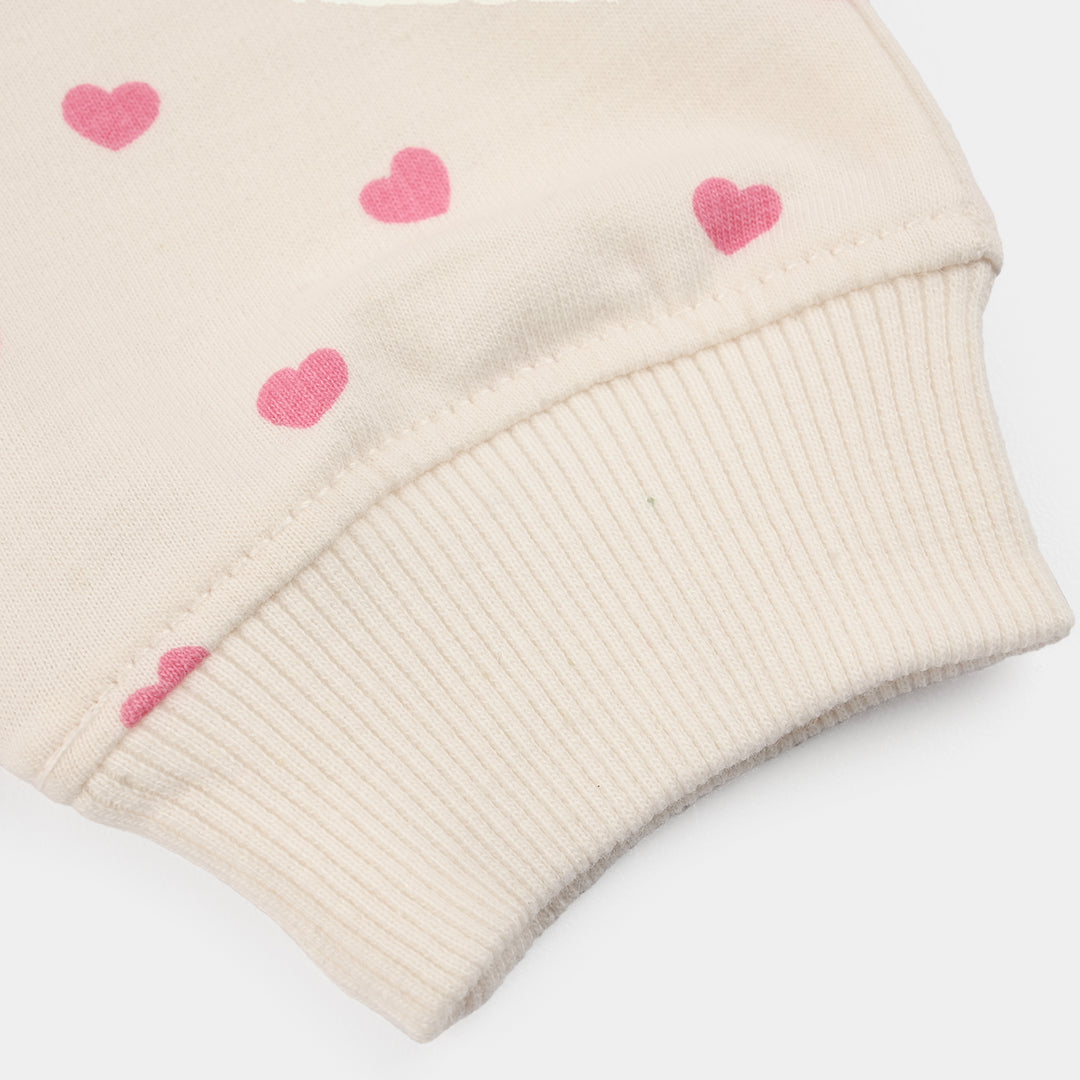 Infant Girls Jersey/Terry Pajama (Hearts) - Off White