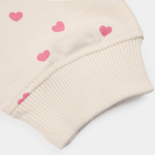 Infant Girls Jersey/Terry Pajama (Hearts) - Off White