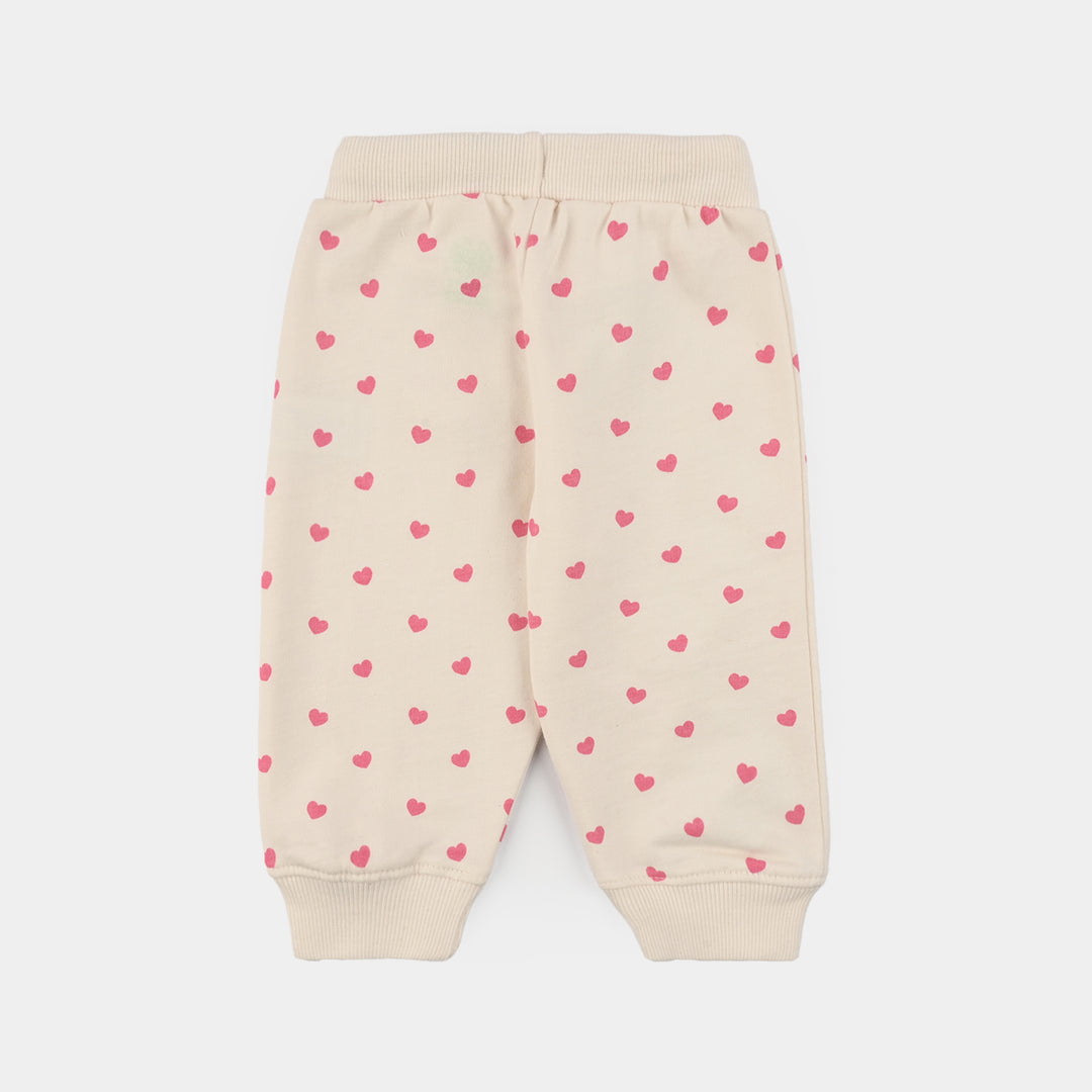 Infant Girls Jersey/Terry Pajama (Hearts) - Off White