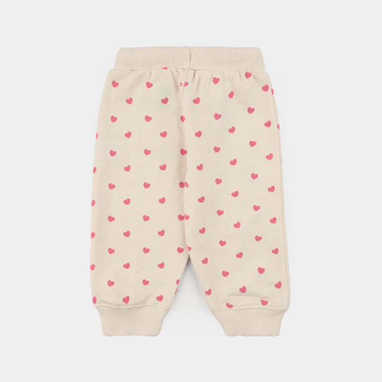Infant Girls Jersey/Terry Pajama (Hearts) - Off White