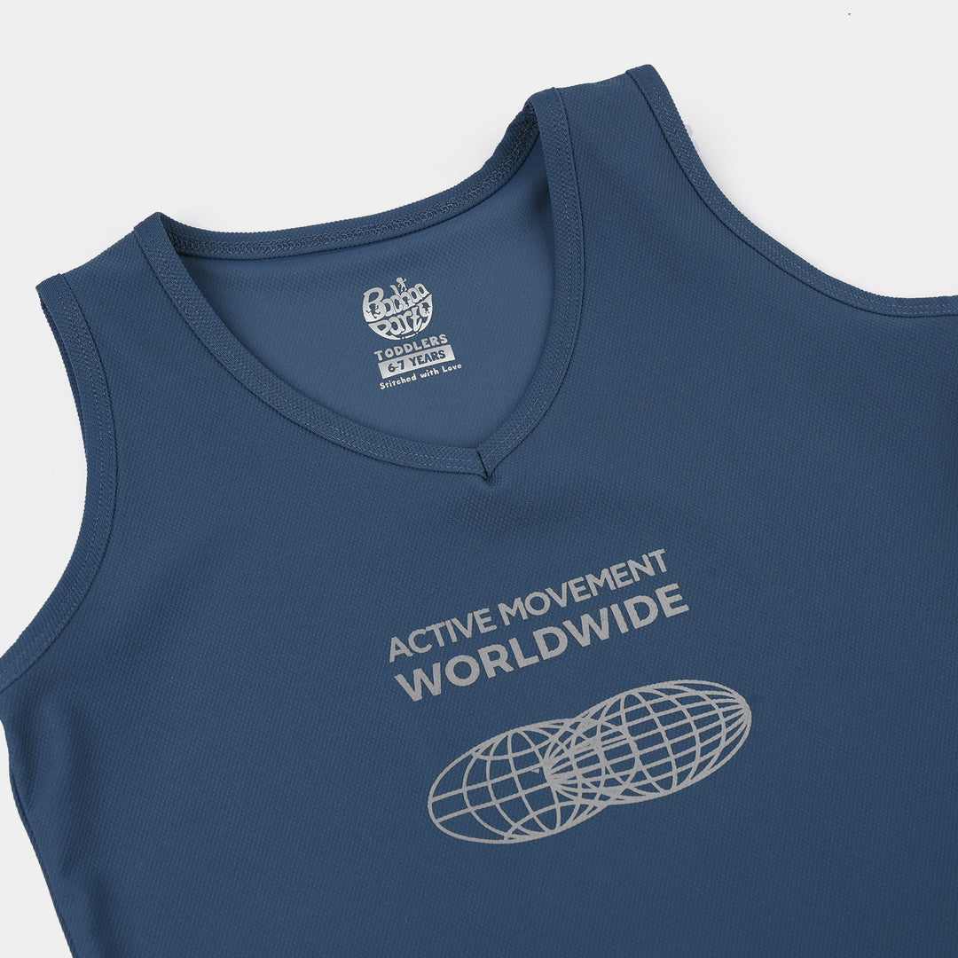 Boys Cotton PK Sando CHAMPION-NAVY