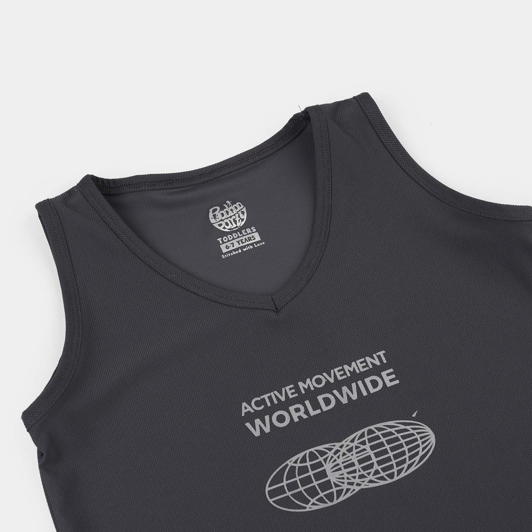 Boys Cotton PK Sando CHAMPION-BLACK