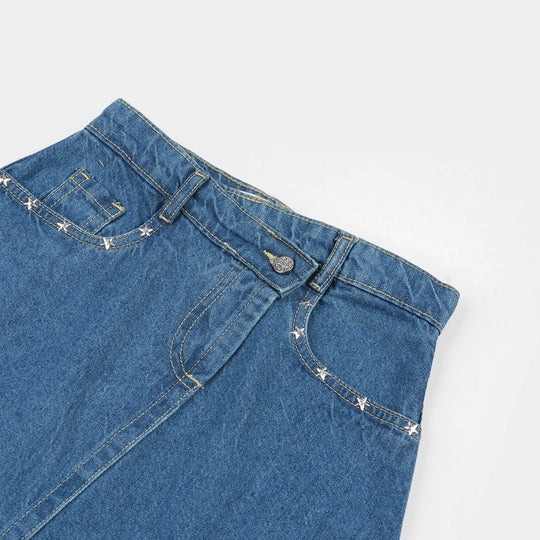 Girls Denim Rigid Skirt (Studs) - Light Blue