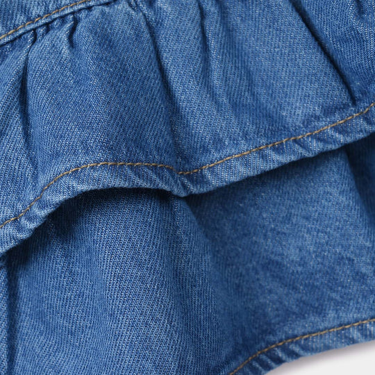 Girls Denim Rigid Skirt (Ruffle) – Dark Blue
