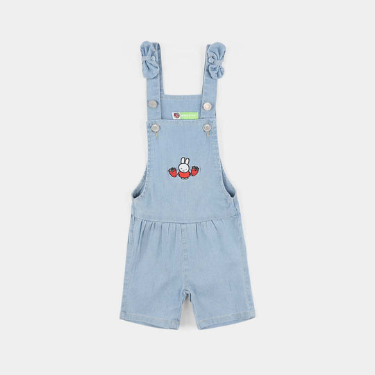 Infant Girls Denim Rigid Overall (Cherry) - Light Blue