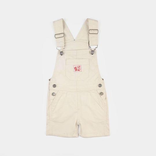 Infant Girls Cotton Twill Overall - Off White