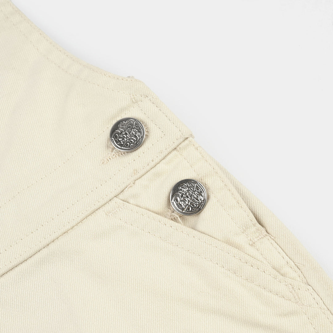 Infant Girls Cotton Twill Overall - Off White