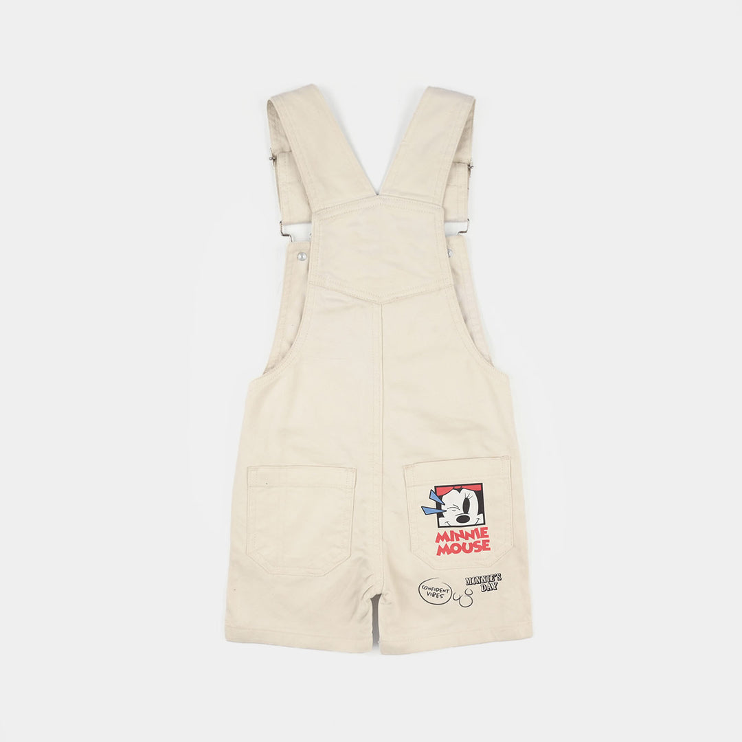 Infant Girls Cotton Twill Overall - Off White