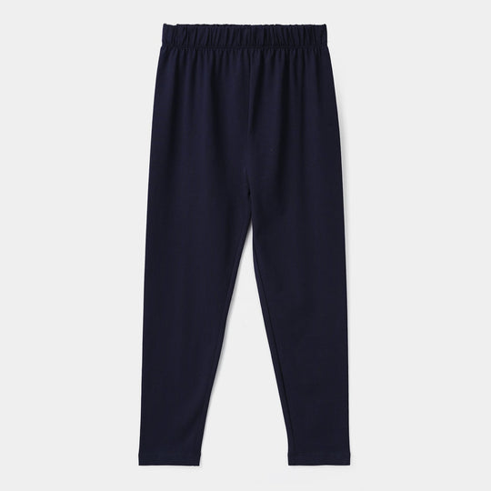 Girls Lycra Jersey Tights - Navy