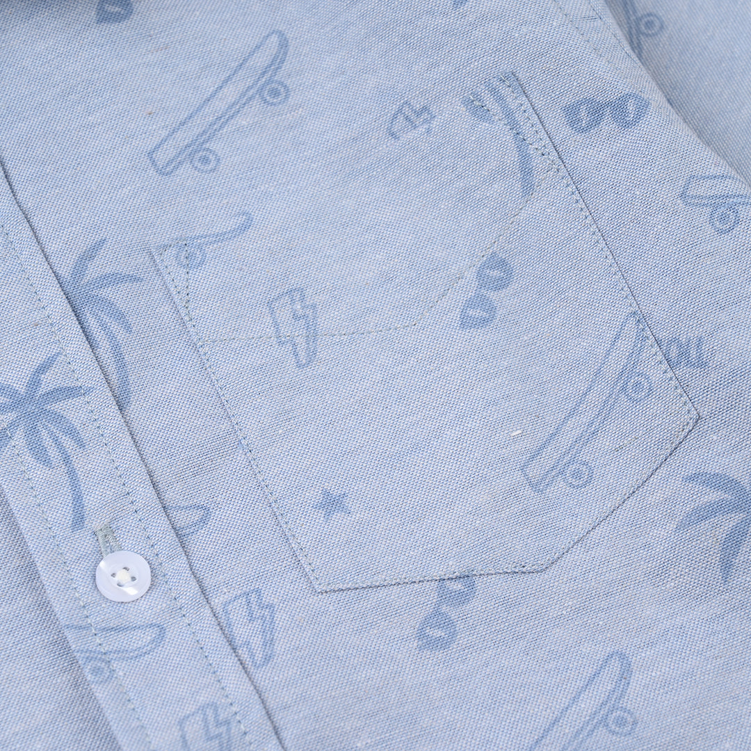 Boys Oxford Shirt (Tropical) - Blue