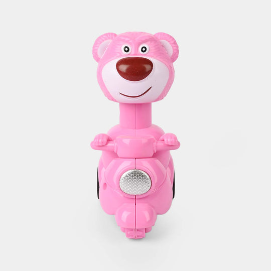 Pink Bear Scooter Wind-Up Toy