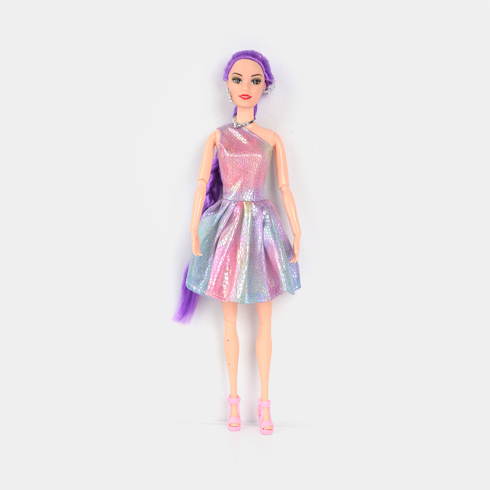 Fashion Doll with Shimmer Dress – Purple Hair