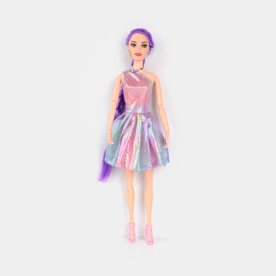 Fashion Doll with Shimmer Dress – Purple Hair
