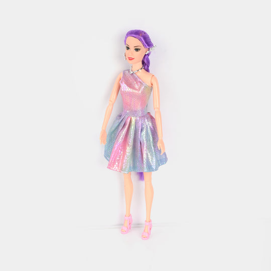 Fashion Doll with Shimmer Dress – Purple Hair