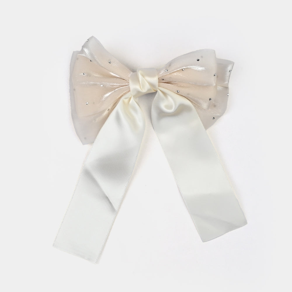 Cute Fabric Bow Hair Pin with Metal Clip