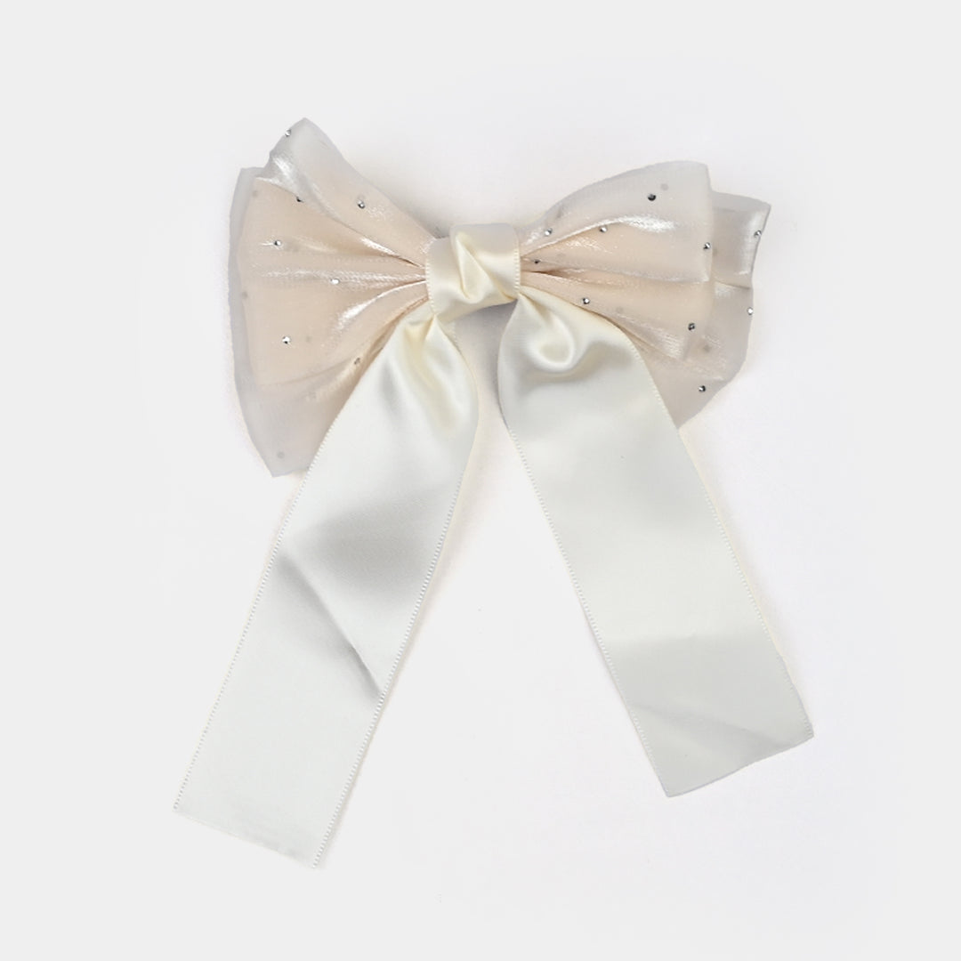Cute Fabric Bow Hair Pin with Metal Clip