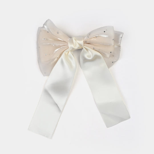 Cute Fabric Bow Hair Pin with Metal Clip