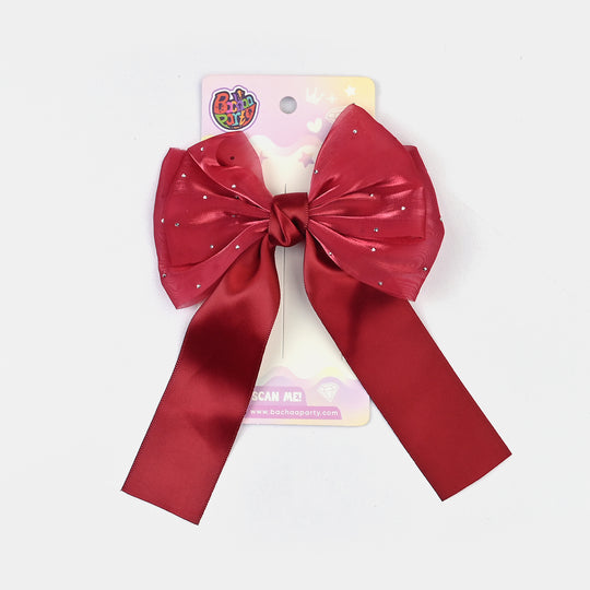 Cute Fabric Bow Hair Pin with Metal Clip