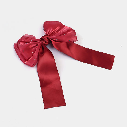 Cute Fabric Bow Hair Pin with Metal Clip