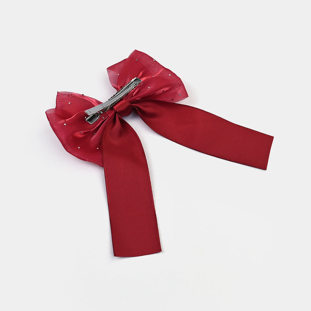 Cute Fabric Bow Hair Pin with Metal Clip