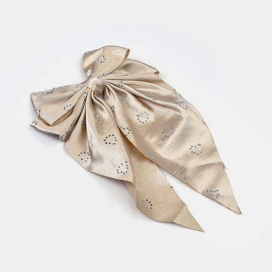 Cute Fabric Bow Hair Pin with Metal Clip