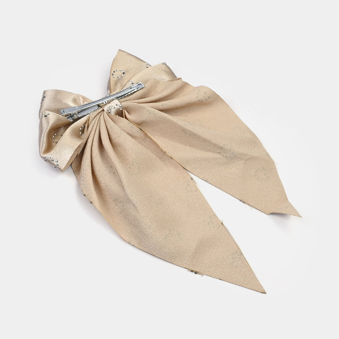 Cute Fabric Bow Hair Pin with Metal Clip