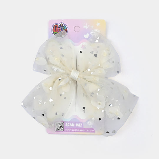 Cute Fabric Bow Hair Pin with Metal Clip