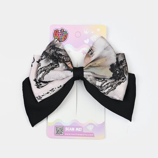 Cute Fabric Bow Hair Pin with Metal Clip